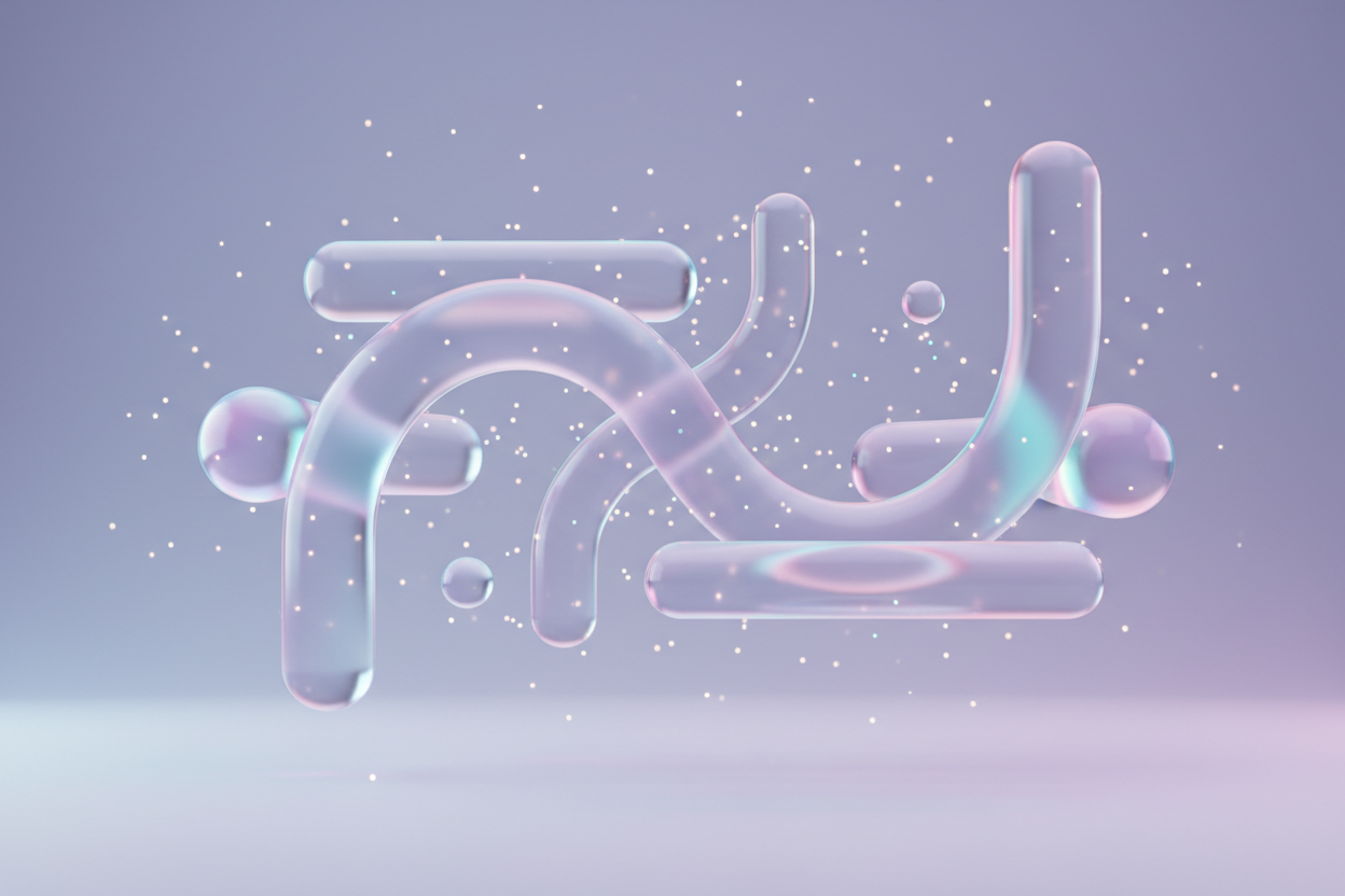 “Minimal premium gradients, abstract 3D translucent geometry, fluid interconnected structures, soft holographic glow, luminous particles, dreamy futuristic ambience. A visual metaphor for expert Shopify services—modular harmony, seamless system flow, and digital craftsmanship. No text, no logos, no hard edges.”